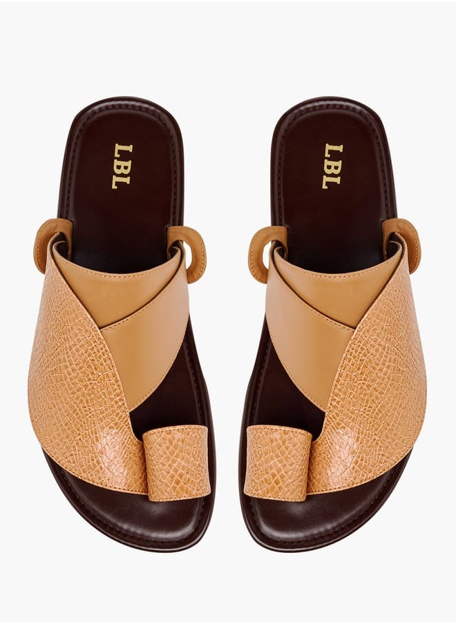 LBL by Shoexpress Men's Textured Slip-On Arabic Sandals with Toe Loop Detail  - Image 1