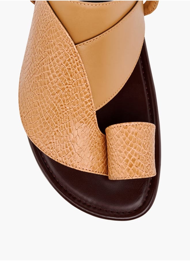 LBL by Shoexpress Men's Textured Slip-On Arabic Sandals with Toe Loop Detail  - Image 3