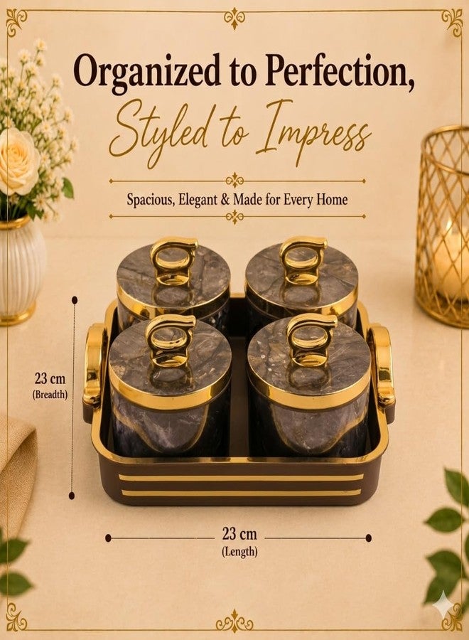 Nabhya Bella Rose 4pc Multipurpose Airtight Dry Fruit Containers Set With Lid & Serving Tray, Plastic Storage Box I Gifting Set I (Brown, Pack of 4) - Image 5