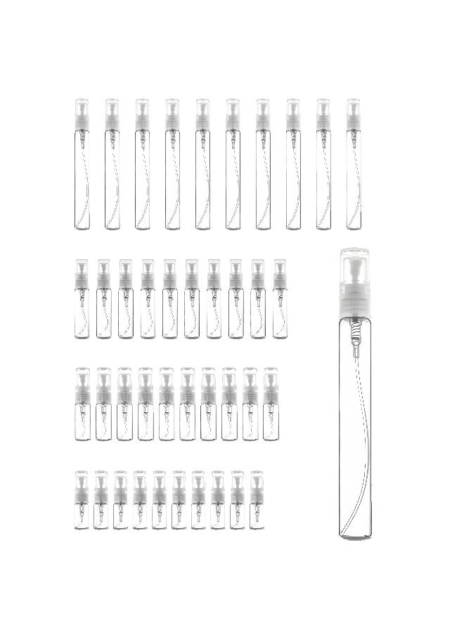 40 Pack Clear Glass Spray Bottles Set - 2ml, 3ml, 5ml, 10ml (10pcs Each) - Refillable Mini Fine Mist Sprayers for Perfume, Essential Oils, Travel & Cosmetics - Image 1