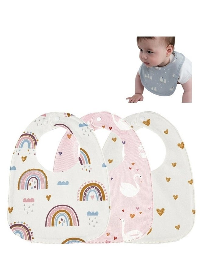 yongsheng 3pcs Waterproof Baby Bibs U-shaped Cotton Saliva ,3-Pack Baby Bibs for Infants, Newborns and Toddlers,  Adjustable Snaps  - Image 1