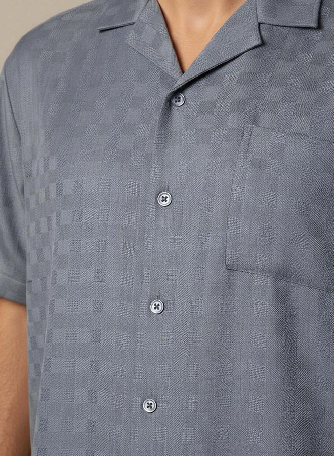 Splash FAV Men Regular Fit Camp Collar Textured Short Sleeves Resort Shirt - Image 4