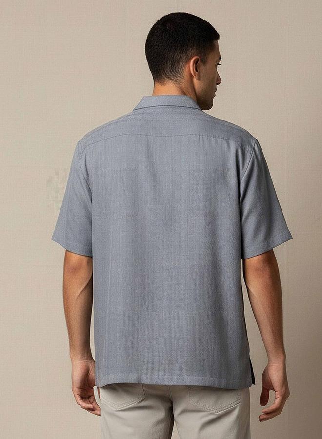 Splash FAV Men Regular Fit Camp Collar Textured Short Sleeves Resort Shirt - Image 3