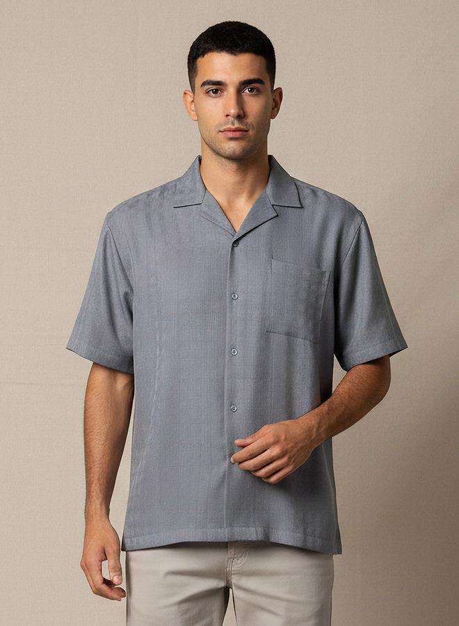 Splash FAV Men Regular Fit Camp Collar Textured Short Sleeves Resort Shirt - Image 2