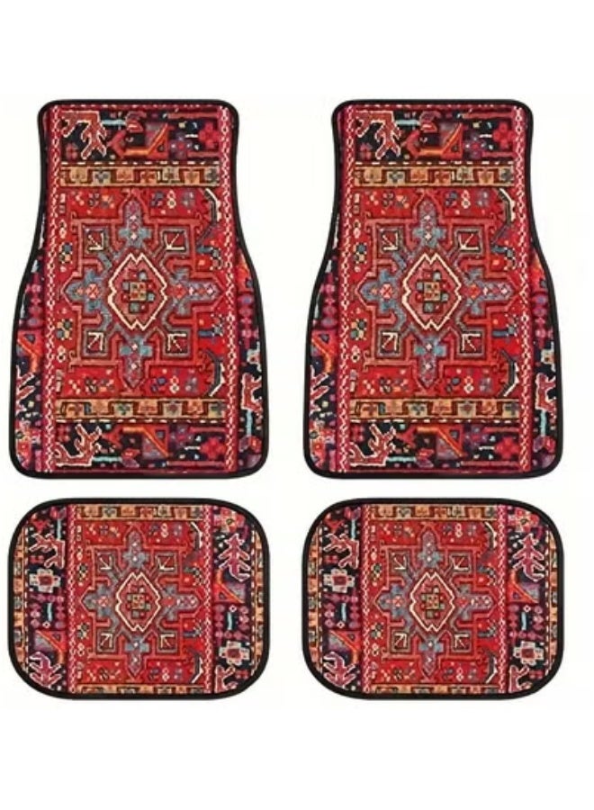 تيمو طقم سجادات أرضية سيارة بتصميم تركي شرقي عتيق - ٤ قطع أمامية وخلفية - Image 1