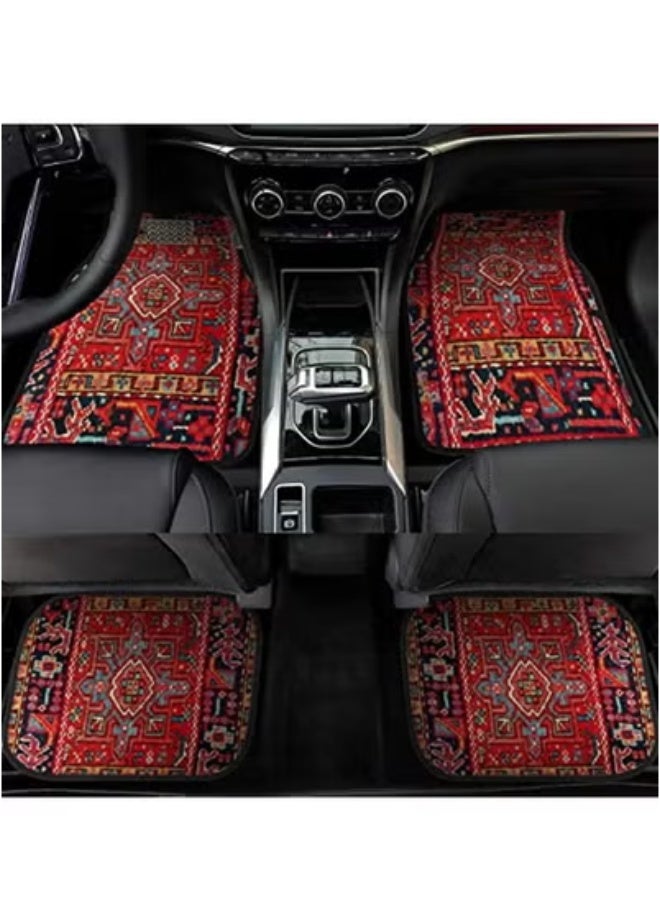 تيمو طقم سجادات أرضية سيارة بتصميم تركي شرقي عتيق - ٤ قطع أمامية وخلفية - Image 2