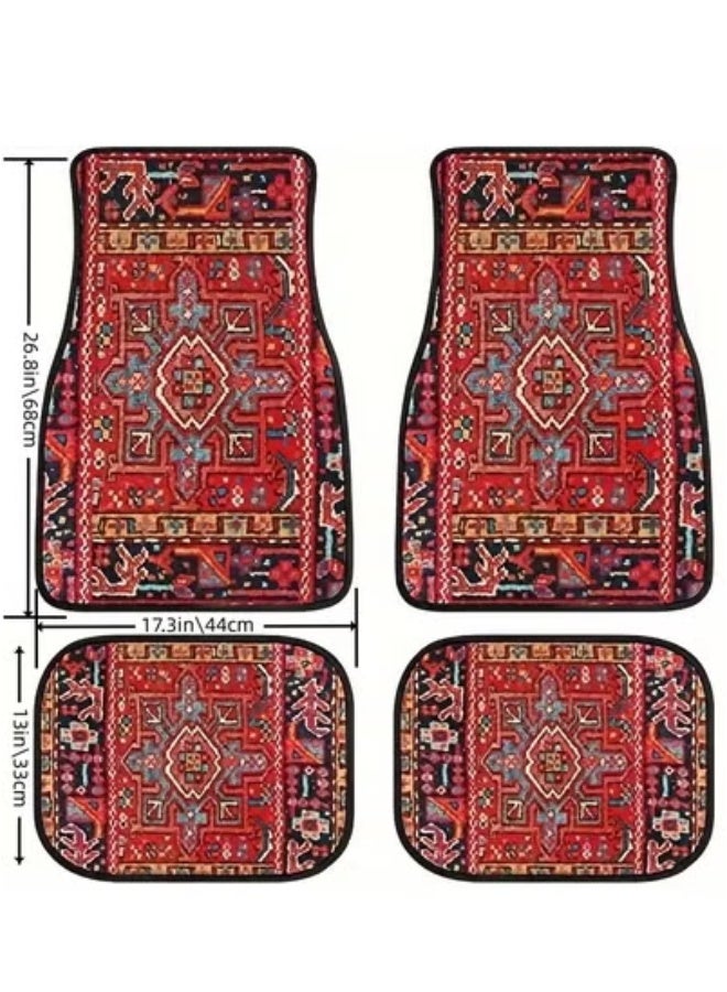 تيمو طقم سجادات أرضية سيارة بتصميم تركي شرقي عتيق - ٤ قطع أمامية وخلفية - Image 3