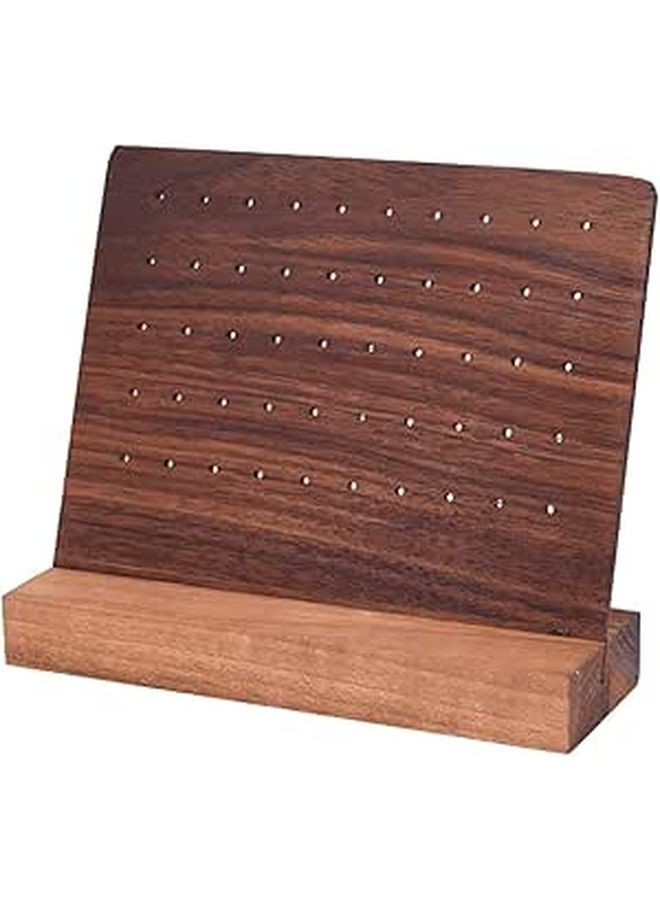 Walnut Earrings Display Rack Jewelry Holder Organizer For Vanity Dresser Compact Storage Stand For Stud Earrings - Image 1