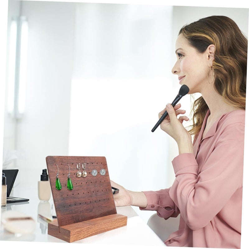 Walnut Earrings Display Rack Jewelry Holder Organizer For Vanity Dresser Compact Storage Stand For Stud Earrings - Image 5