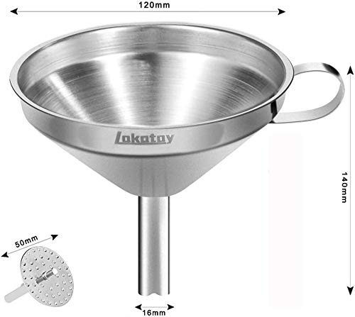 Lakatay 5-Inch Food Grade Stainless Steel Kitchen Funnel with 200 Mesh Food Filter Strainer for Transferring of Liquid Dry Ingredients and Metal Cooking Funnel - Image 3