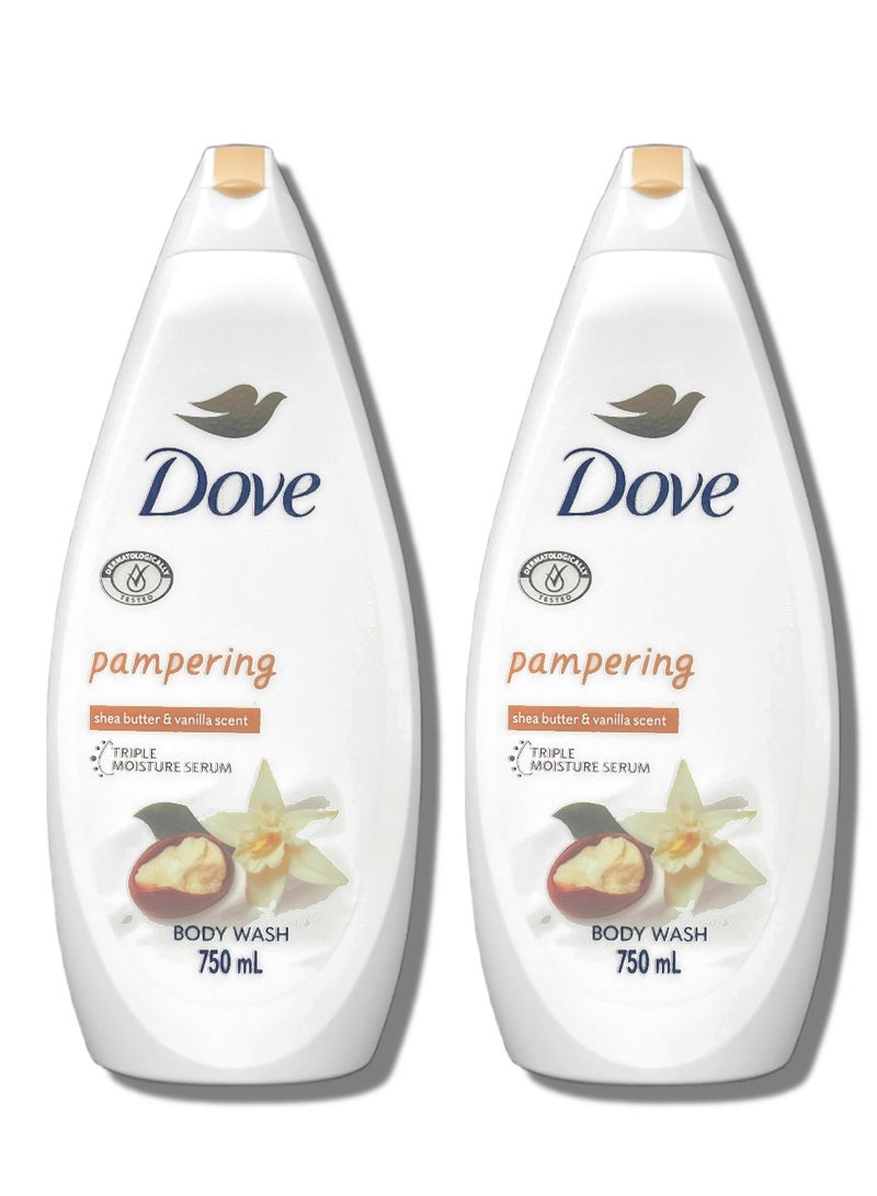 دوف غسول للجسم برائحة زبدة الشيا والفانيليا 750 مل (عبوة من قطعتين) - Image 1