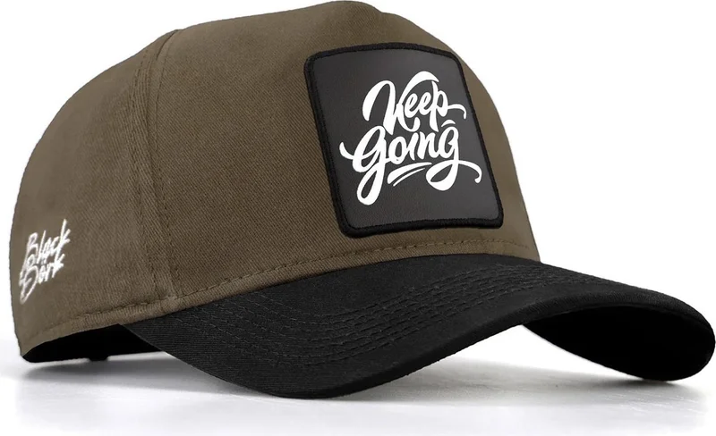 Black Börk Blackbörk V1 Baseball Keep Going - Khaki-Black Peaked Hat (Cap) with 2 Code Logo