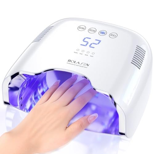 BOLASEN Cordless Rechargeable UV Nail Lamp UV Light for Gel Nails with Metallic Reflector Metal Base 54W Portable Wireless LED Nail Dryer Professional Fast Charger Curing Lamp for Salon P30 PRO