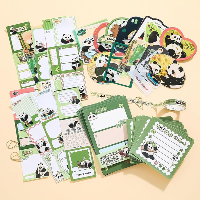 MGNLR Vintage Aesthetic Scrapbook Kit(346Pcs) Scrapbooking Supplies Kit with Bullet Junk Journal,Stationery,A6 Grid Notebook Journaling Gift for Girl (Panda) - Image 5