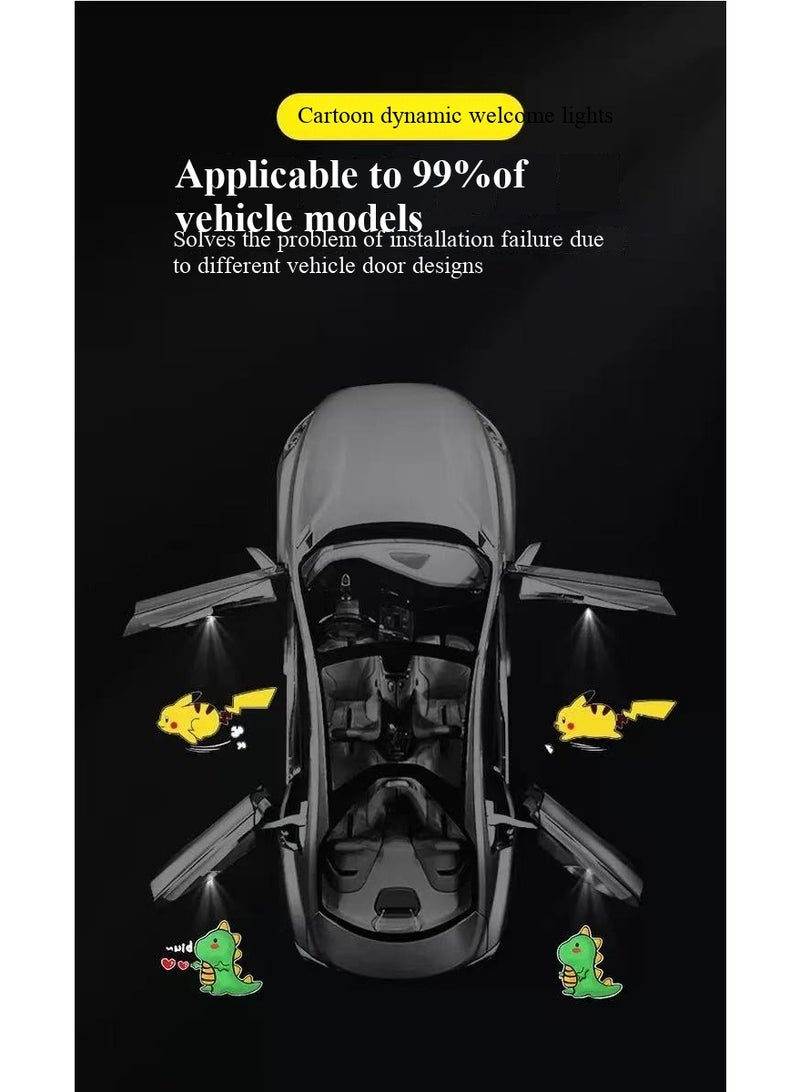 Car Dynamic Welcome Lights - Wireless No Wiring, Door Sensor Projector Lights, Ground-Projection Ambient Lamp & Laser Light for Auto Modification - Image 2