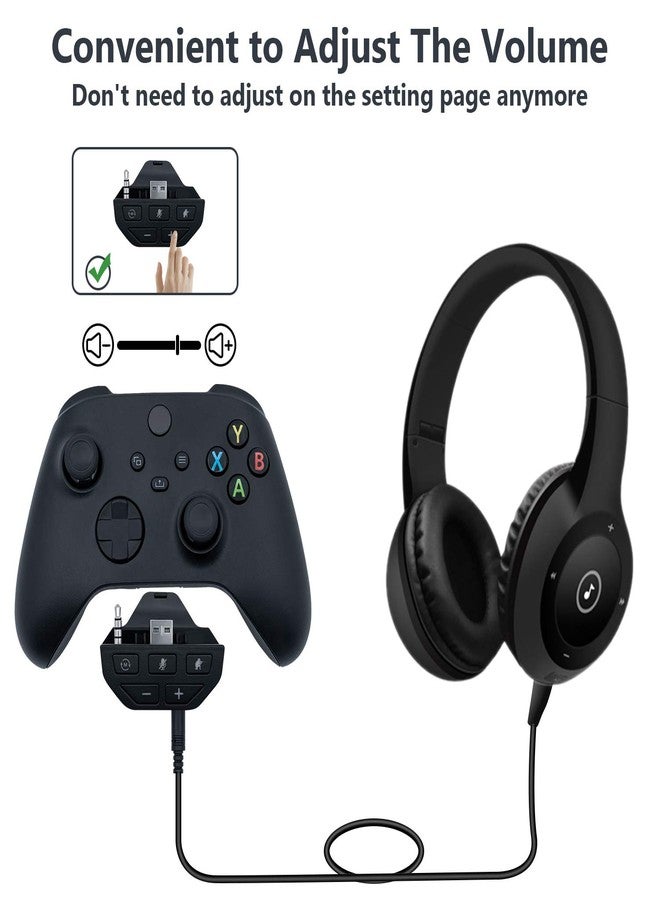 Mcbazel Headset Adapter for Xbox Series X/S, Stereo Headset Audio Adapter with Volume Adjustment for Xbox One with 3.5mm Jack Controllers/Xbox One S/Xbox Series X & S Controllers - Black - Image 4