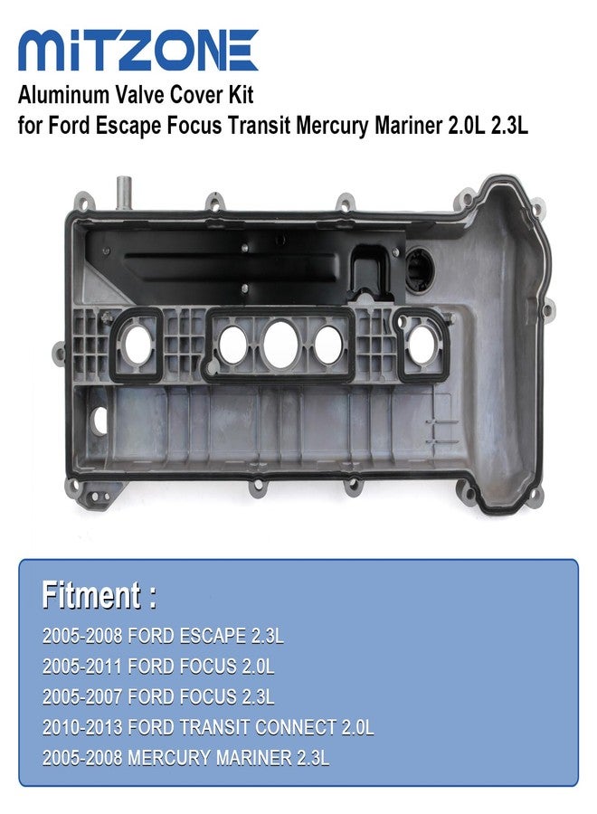 MITZONE Upgrade Aluminium Valve Cover compatible with 2005-2013 Ford Focus Escape Transit Connect Mariner 2.0L 2.3L - Image 2