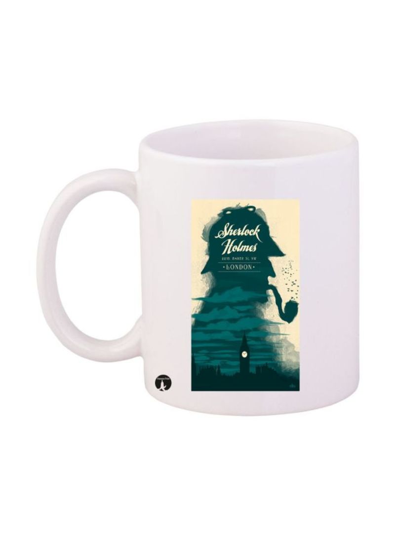 RKN Sherlock Holmes Printed Mug White/Blue/Yellow Standard Size