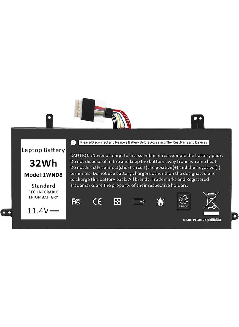 Terabyte Battery Compatible for Dell Latitude 12 5285 5290 2-in-1 Series 1WND8 J0PGR JOPGR 0RDYCT RDYCT Lithium-Ion Battery 11.4V 32Wh 2 Cells - Image 1