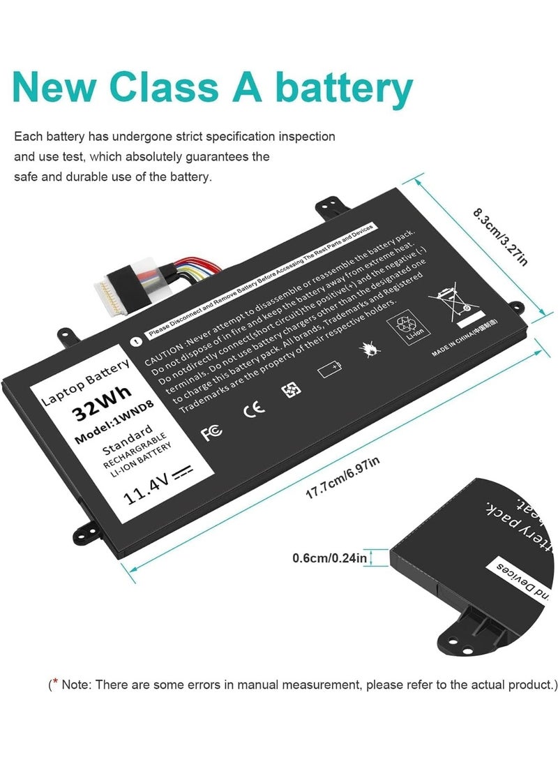 Terabyte Battery Compatible for Dell Latitude 12 5285 5290 2-in-1 Series 1WND8 J0PGR JOPGR 0RDYCT RDYCT Lithium-Ion Battery 11.4V 32Wh 2 Cells - Image 3