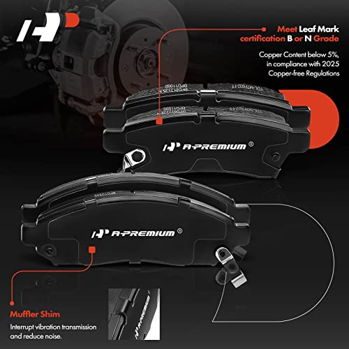 A-Premium Front & Rear Ceramic Disc Brake Pads Set Compatible with Select Nissan and Suzuki Models - Frontier 2005-2019, Xterra 2005-2015, Equator 2009-2012, with Hardware, 8 Pcs - Image 2