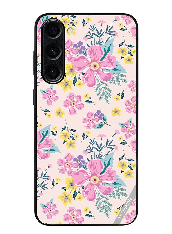 VR CREATIVE Protective Case Cover For Samsung Galaxy S23 Pink Flowers Seamless Pattern Design Multicolour - Image 1