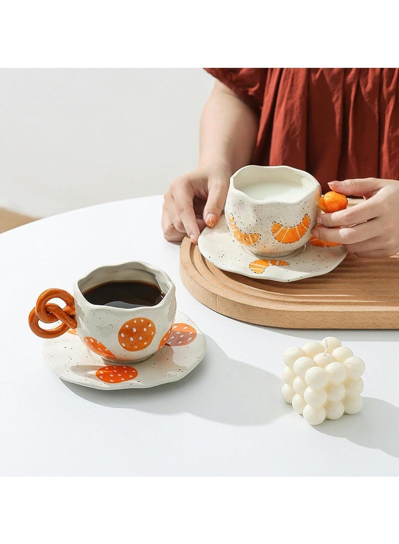 كابتن تيك 300ml/10oz Handmade Japanese Ceramic Mug and Plate Set - Colorful Coffee Cups, 3-Piece Set - Ideal for Alkaline Water, Tea, Coffee - Image 2