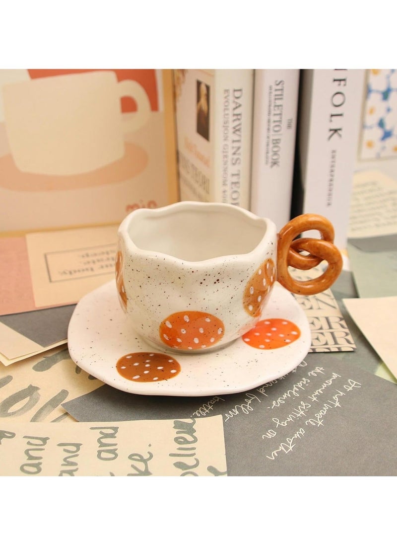 كابتن تيك 300ml/10oz Handmade Japanese Ceramic Mug and Plate Set - Colorful Coffee Cups, 3-Piece Set - Ideal for Alkaline Water, Tea, Coffee - Image 5