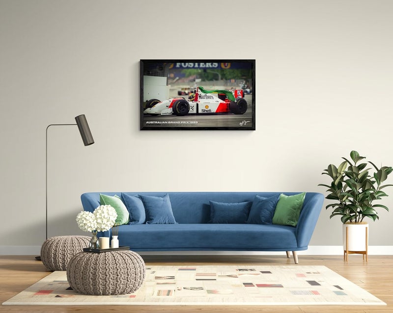 FRAMEO STORE Ayrton Senna Australian GP 1993 Glass frame Ayrton Senna last win celebration wall art framed poster A3 size 12 X 18 Inches - Image 3