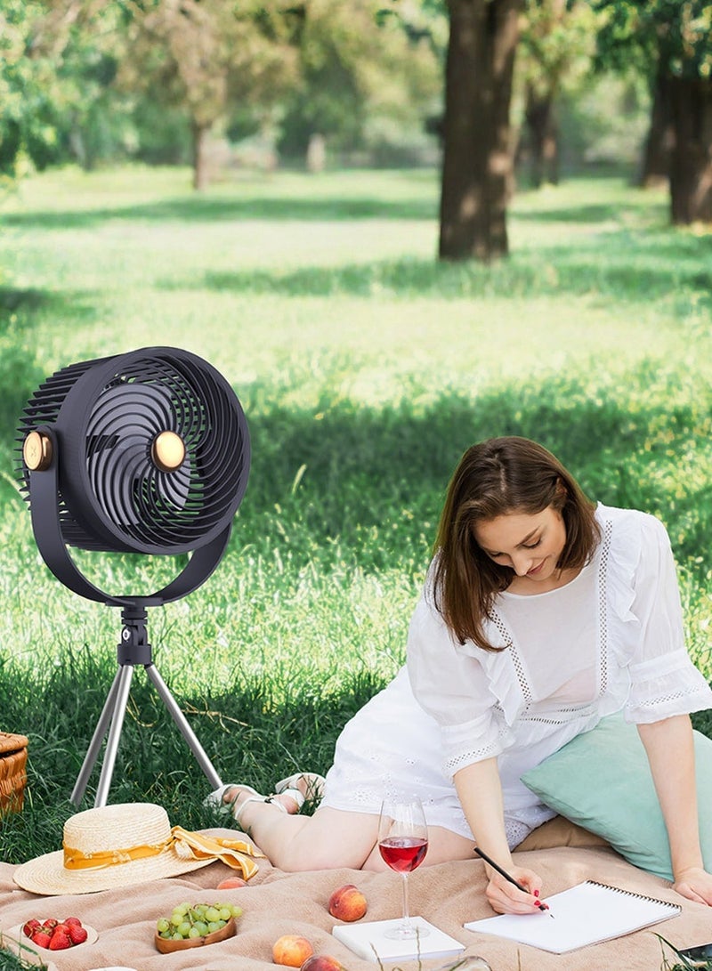 ET-LIFE Fan, Portable Rechargeable Air Circulator Fan with Tripod Stand BG-F6S Blue  - Image 2