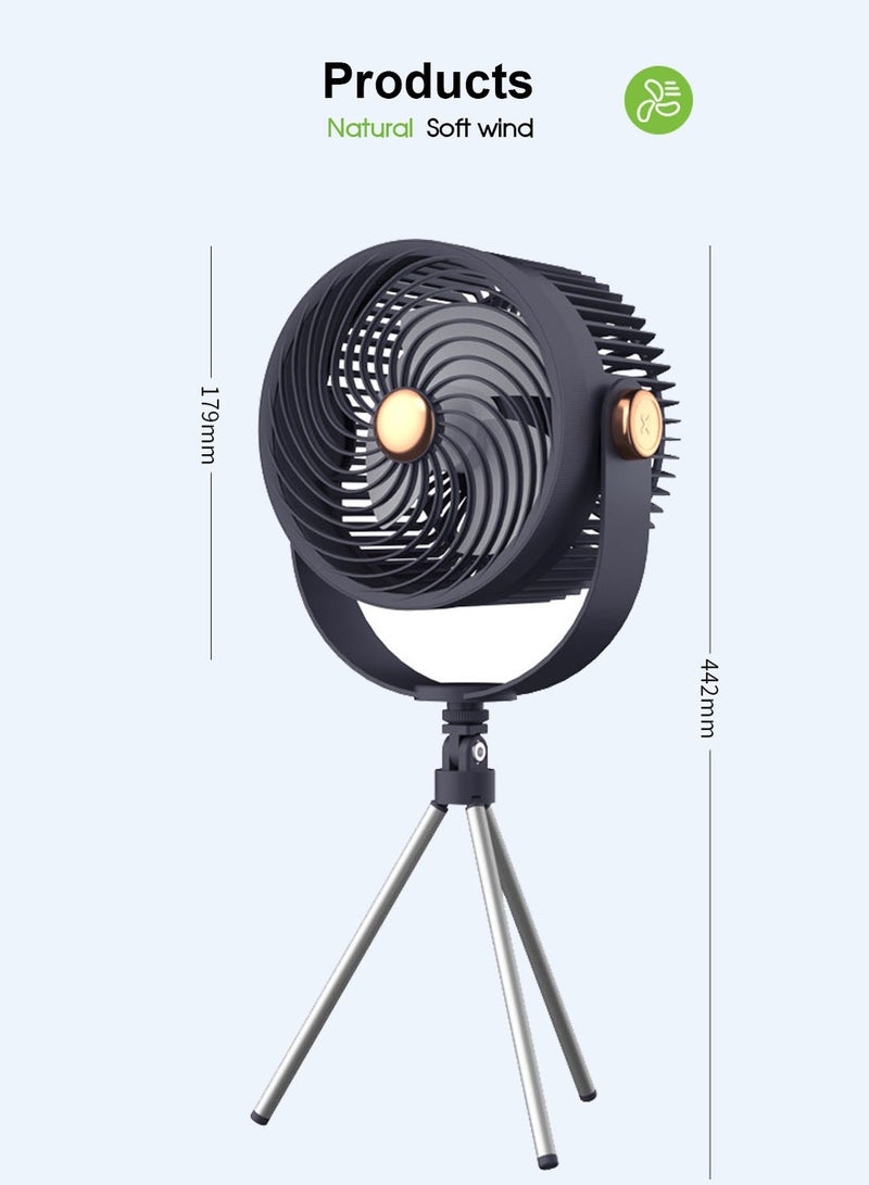 ET-LIFE Fan, Portable Rechargeable Air Circulator Fan with Tripod Stand BG-F6S Blue  - Image 3