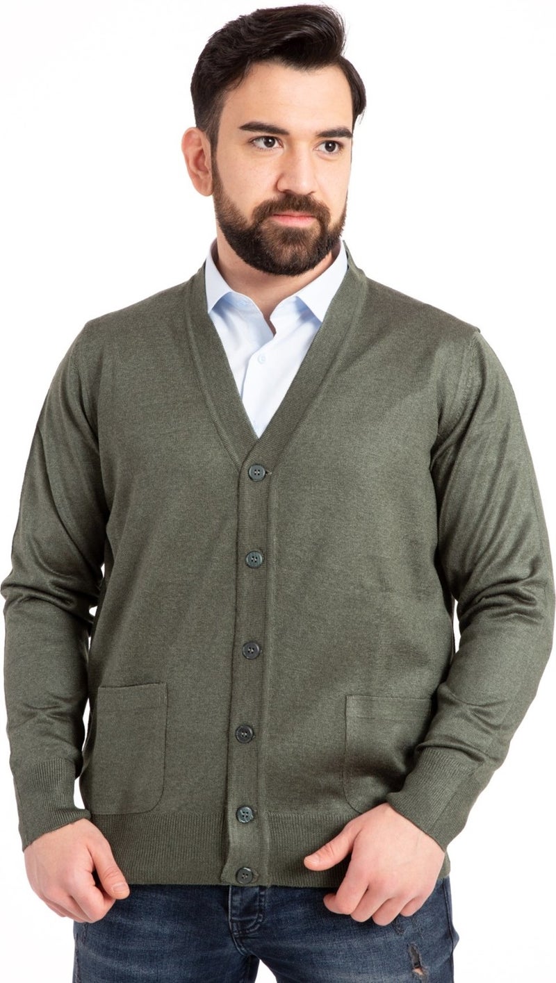 Mutlu City Men's Middle Age and Above Fine Wool Acrylic Knitwear Knit Buttoned Father's Cardigan 5100  - Image 2