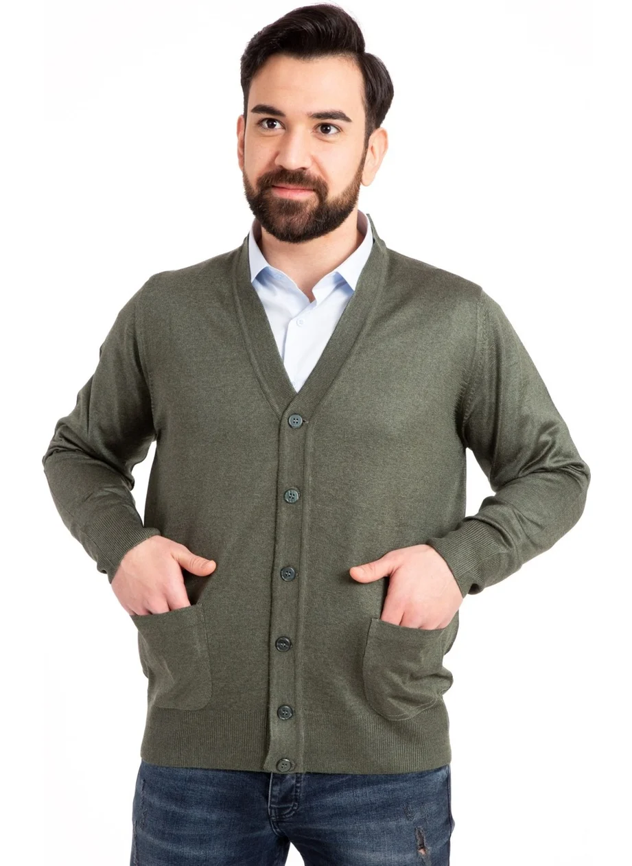 Mutlu City Men's Middle Age and Above Fine Wool Acrylic Knitwear Knit Buttoned Father's Cardigan 5100