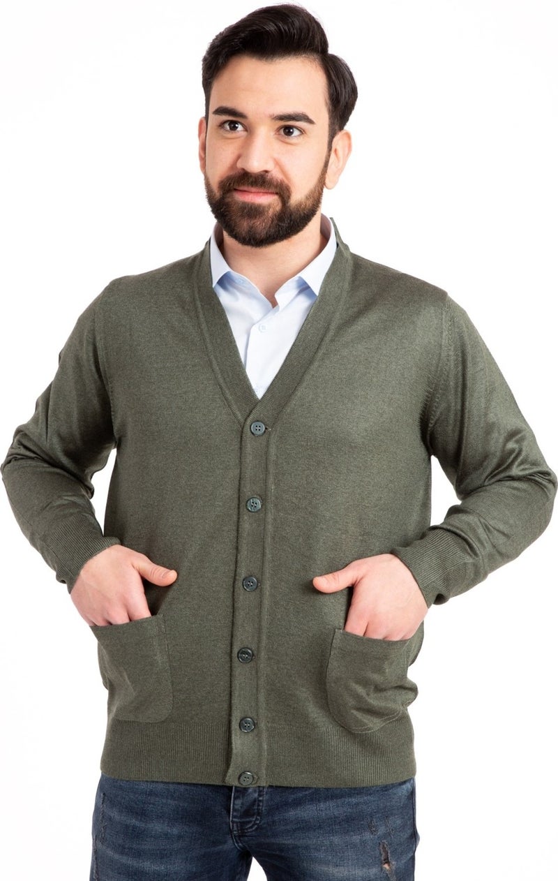 Mutlu City Men's Middle Age and Above Fine Wool Acrylic Knitwear Knit Buttoned Father's Cardigan 5100  - Image 1