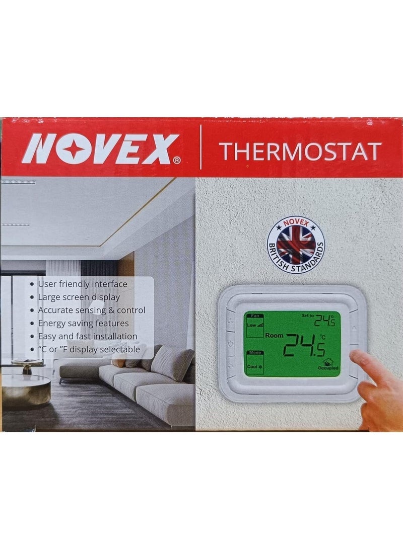 نوفيكس مفتاح منظم حرارة رقمي NOVEX T6861H2WG-M (أفقي)، 220 فولت، وحدة تحكم ذكية للمنزل قابلة للبرمجة للتحكم بدرجة الحرارة، مع إمكانية الوصول عن بُعد، موفر للطاقة - Image 1