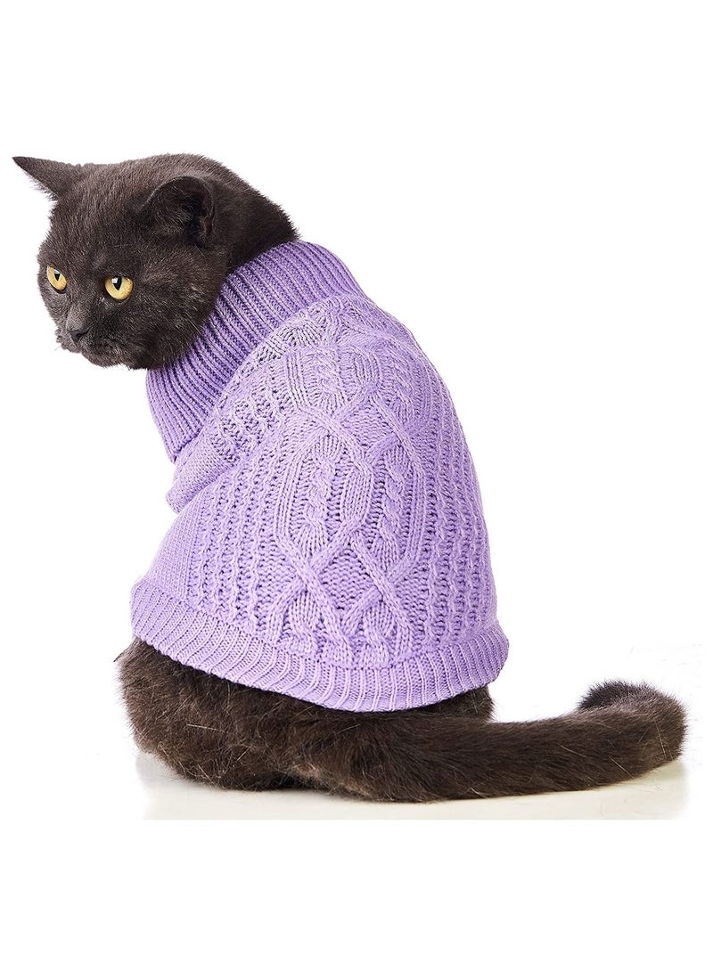 SYOSI Cats Knitted Sweaters Turtleneck Knitted Sleeveless Cat Clothes Warm Winter Kitten Clothes Outfits for Cats or Small Dogs in Cold Season Purple S  - Image 1