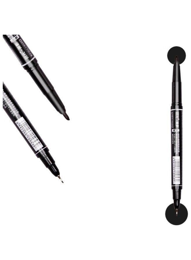 M.G M&G Stationery, Black Dual-Tip Marker Pen, Waterproof Marker, Oil-Based Pen, Children'S Student Outlining Pen, Office Supplies, 12 Pcs Xpmv7403 - Image 1