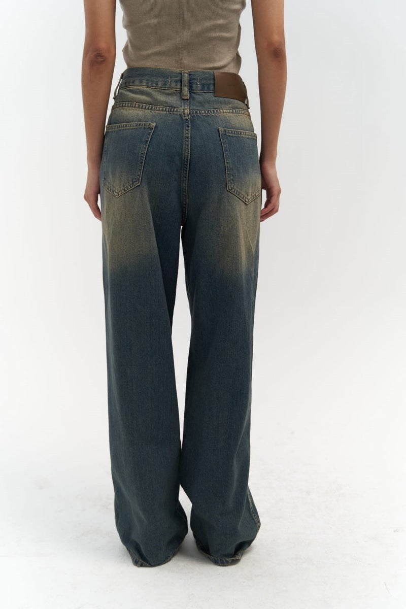 Mai Collection Port Belt Detailed Dirty Blue Jeans - Image 5