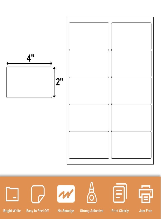 Tapsin 1000 2" x 4" Laser/Ink Jet Shipping Labels, 100 Sheets (10 Labels per Sheet), Compatible with Template 5163, 8163, 5137, 5263, 5523, 5963, 6427, 6528, 8463, 18163 - Image 2