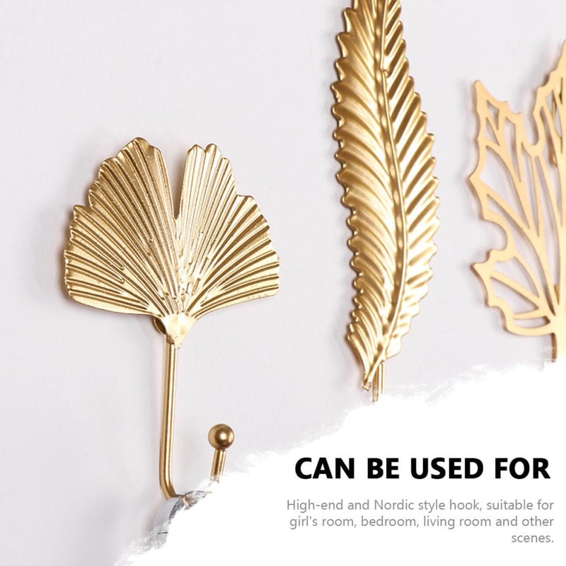 IMIKEYA Leaf-Shaped Coat Hooks Wall Mount, 2pcs Nordic Style Metal Hat Hanging Hooks for Entryway and Room Organization - Image 4