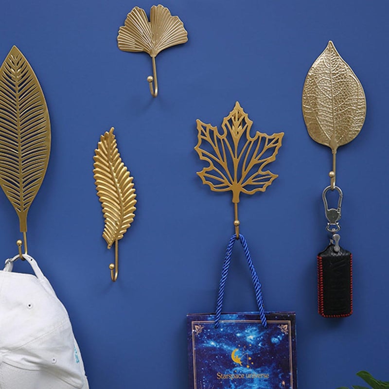 IMIKEYA Leaf-Shaped Coat Hooks Wall Mount, 2pcs Nordic Style Metal Hat Hanging Hooks for Entryway and Room Organization - Image 5