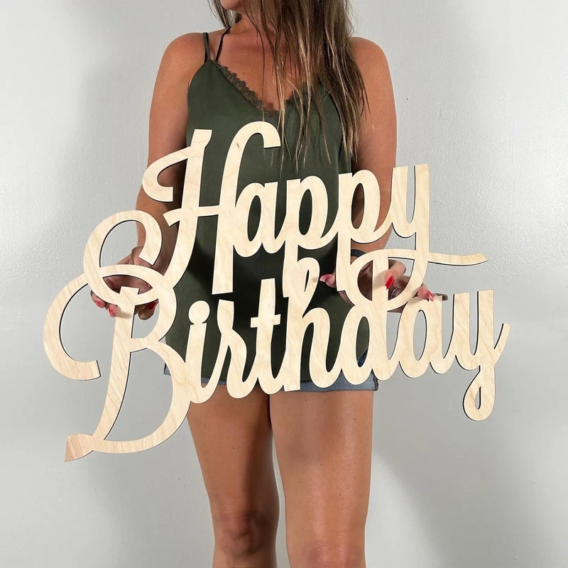 QENWWENG Happy Birthday Wood Sign for Backdrop,Happy Birthday Letters Sign for Balloon Arch Birthday Party Balloon Arch Backdrop Decorations Backdrop Wall Photo Prop - Image 1