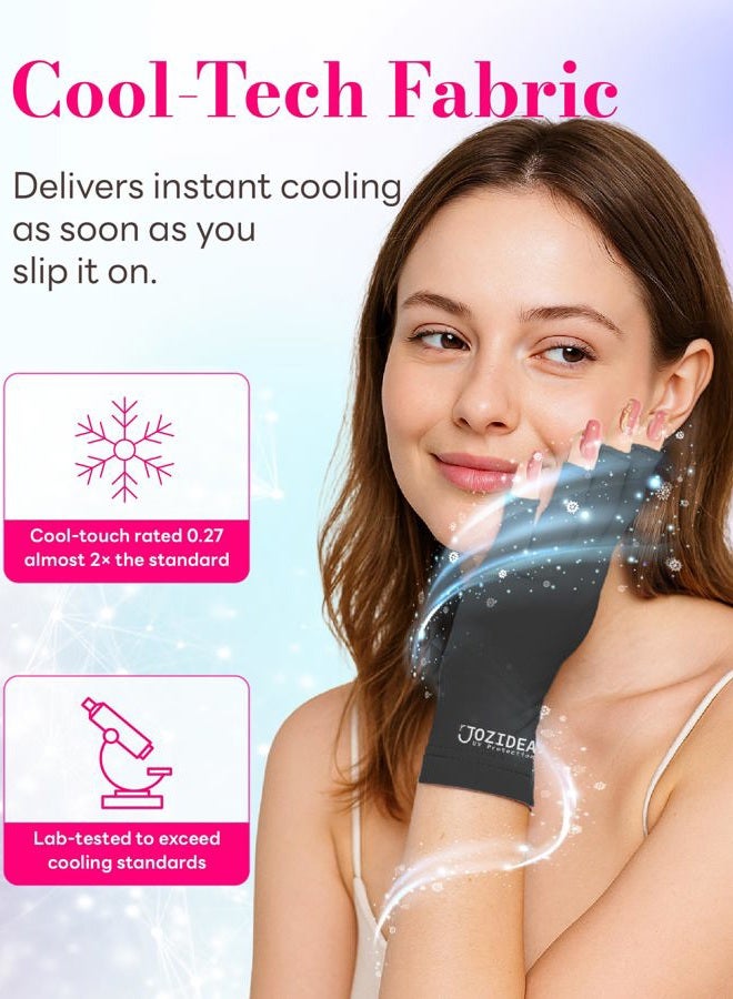 jozidea UV Gloves for Gel Manicures, UPF50+ UV Protection Gloves, Fingerless Design, Protect Hand from Sun UVA UVB light Harm, Black, Regular - Image 3