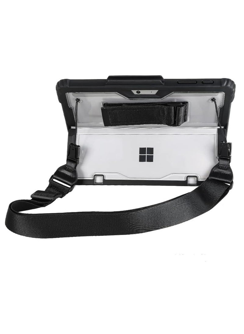 Generic Clear Case for Microsoft Surface Pro 8 13" 2021 Tablet,Heavy Duty Rugged Hard Shell Cover with Shoulder Strap & Hand Strap&Stylus Pen Holder, Compatible with Type Cover Keyboard, (Black)  - Image 1