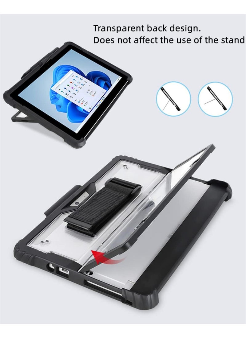 Generic Clear Case for Microsoft Surface Pro 8 13" 2021 Tablet,Heavy Duty Rugged Hard Shell Cover with Shoulder Strap & Hand Strap&Stylus Pen Holder, Compatible with Type Cover Keyboard, (Black)  - Image 5