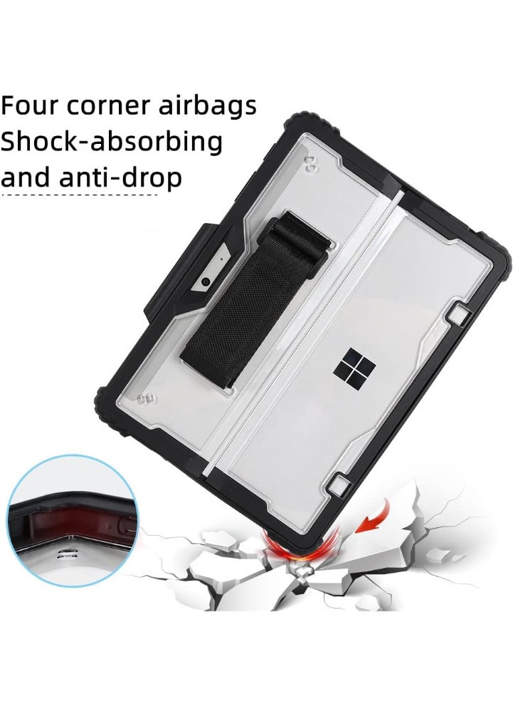 Generic Clear Case for Microsoft Surface Pro 8 13" 2021 Tablet,Heavy Duty Rugged Hard Shell Cover with Shoulder Strap & Hand Strap&Stylus Pen Holder, Compatible with Type Cover Keyboard, (Black)  - Image 2