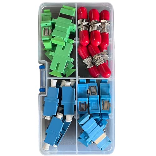 Fibershack - Fiber Optic Coupler Kit - Fiber Optic Connector Kit Includes 26 Fiber Optic Couplers - for ST LC SC/APC SC Cables - Includes Hard Plastic Snap Lock case - Image 1