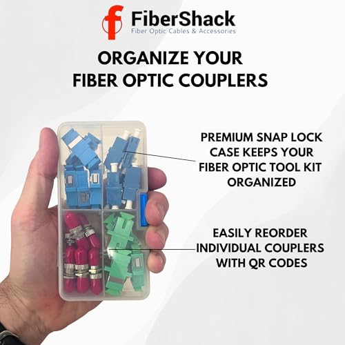 Fibershack - Fiber Optic Coupler Kit - Fiber Optic Connector Kit Includes 26 Fiber Optic Couplers - for ST LC SC/APC SC Cables - Includes Hard Plastic Snap Lock case - Image 2