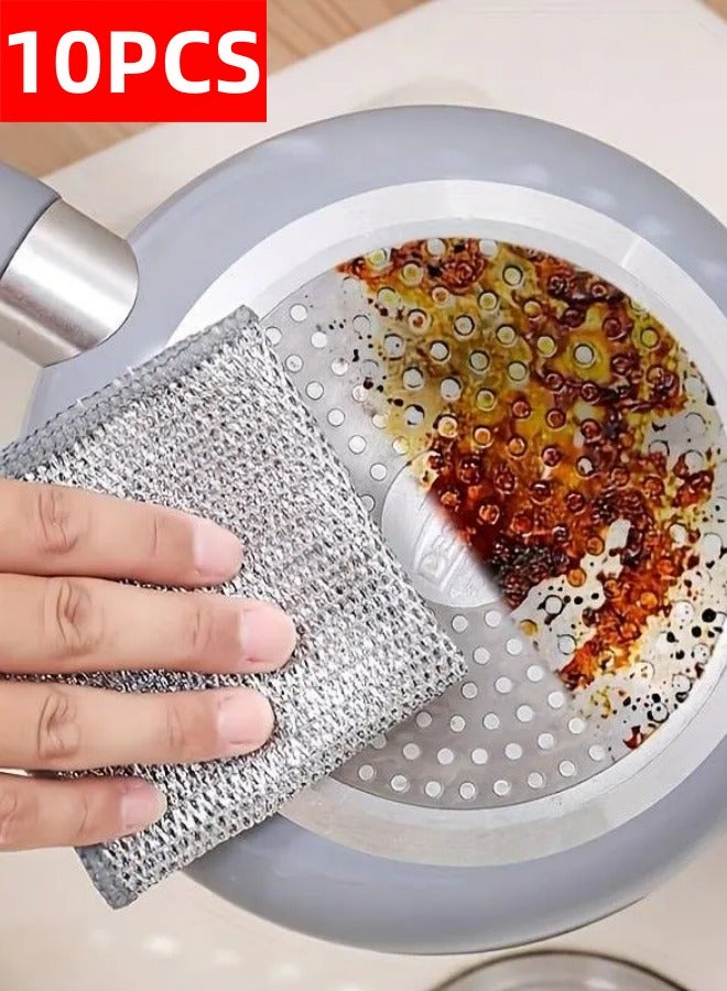 10PCS Multi-Purpose Non-Striping Wipes, Multi-Purpose Wire Dish Cloths, Wet & Dry Kitchen Cloths for Cleaning Counters  - Image 1