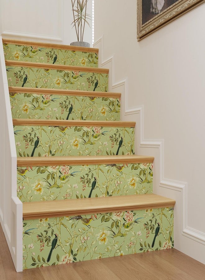 VaryPaper 17.7''x78.7'' Vintage Bird Floral Wallpaper Peel and Stick Wallpaper Sage Green Branches Floral Contact Paper Decorative Wall Mural Self Adhesive Removable Wall Paper for Bedroom Living Room - Image 4